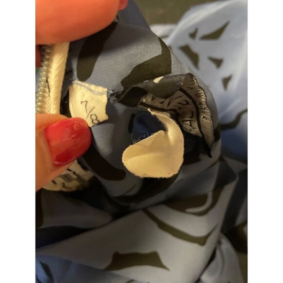 Vintage 90s Mark Stuart Blue Black High Neck Long Sleeve Blouse - Picture 9 of 14